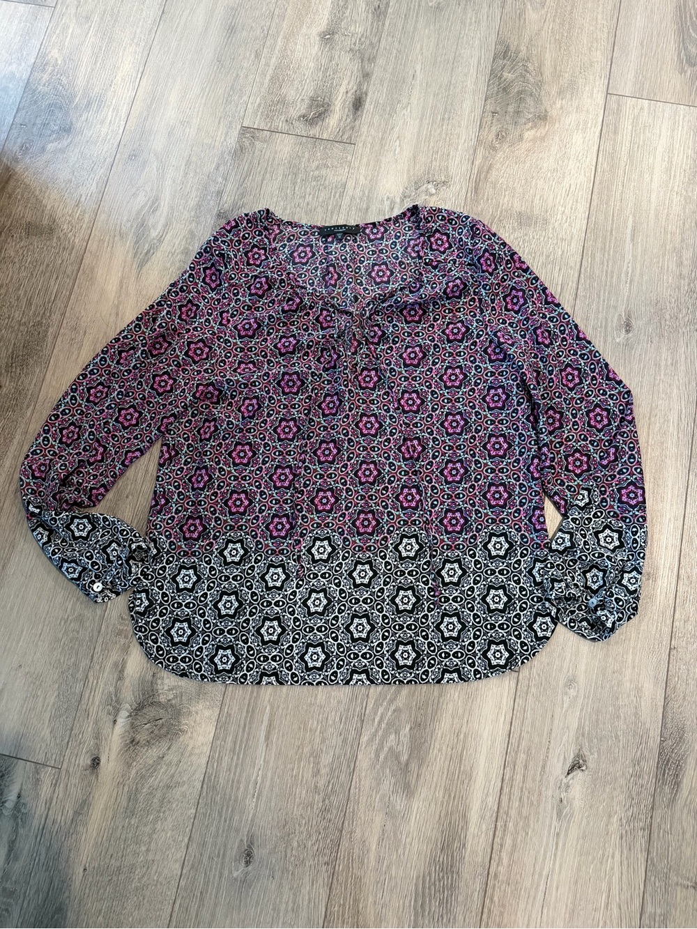 Sanctuary Purple and Black Floral Medallion Blouse